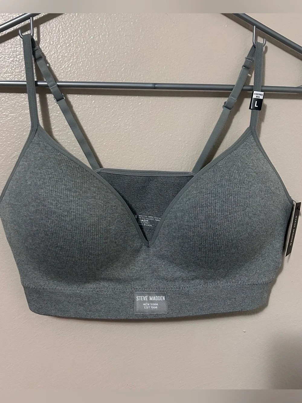 Steve Madden Heather Gray Ribbed Seamless Bra